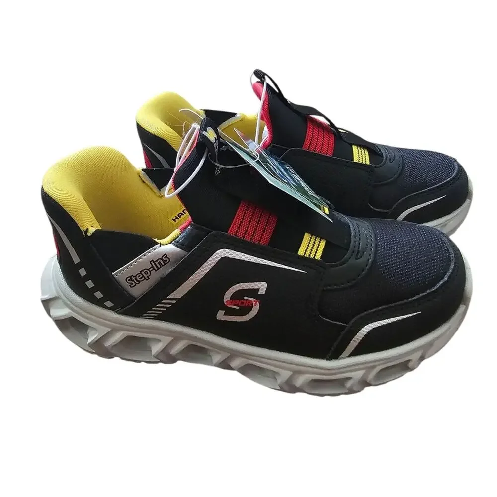 Skechers Kids' Black and Yellow Light-Up Sneakers 12 Toddler